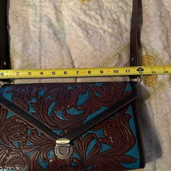 Elegant Brown and Teal Leather Bag, brand new, never used. - Picture 12 of 12
